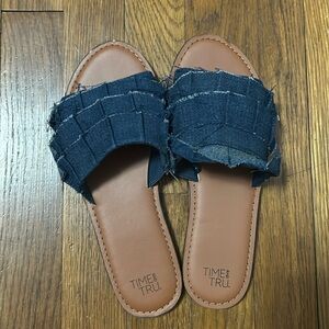 Time Tru Denim Navy Blue Sandals Women’s Size 7